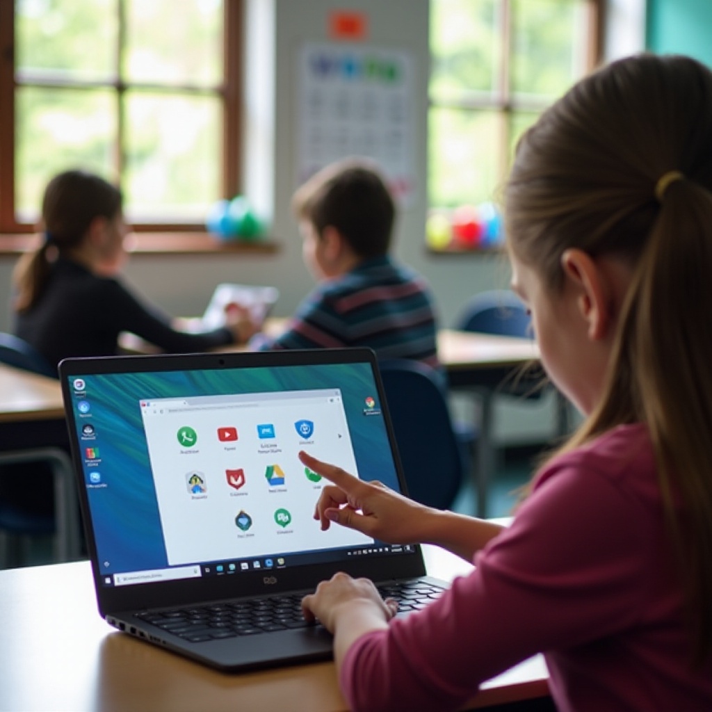 cómo agregar aplicaciones a la pantalla de inicio en el Chromebook de la escuela
